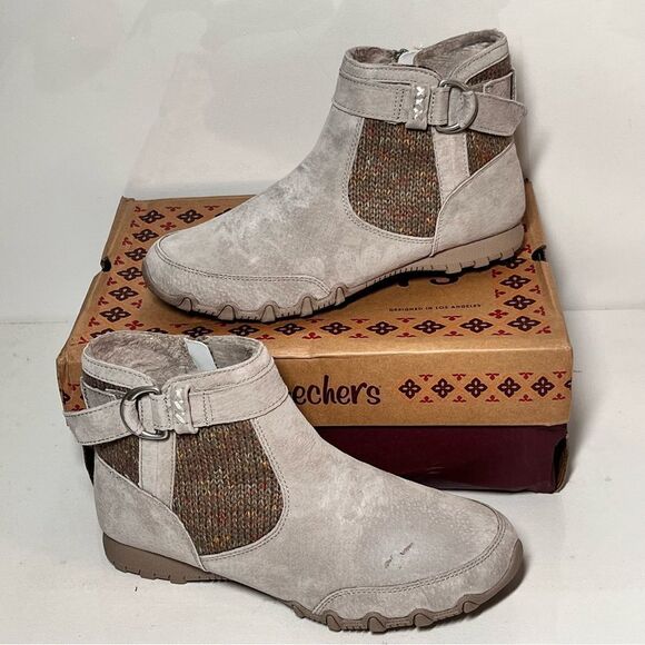 Skechers Bikers High Grade Lite Suede & Sweater Knit Ankle Boot - Picture 5 of 8